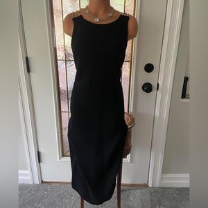 Vintage Backless Black Cocktail Dress 90’s Modern Medium 100% Wool NYE